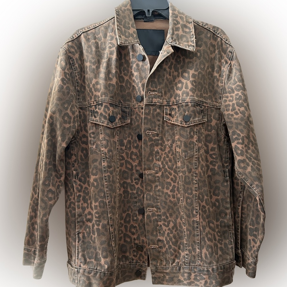 DENIM x ALEXANDER WANG Daze Leopard Jacket in Tan Leopard Print